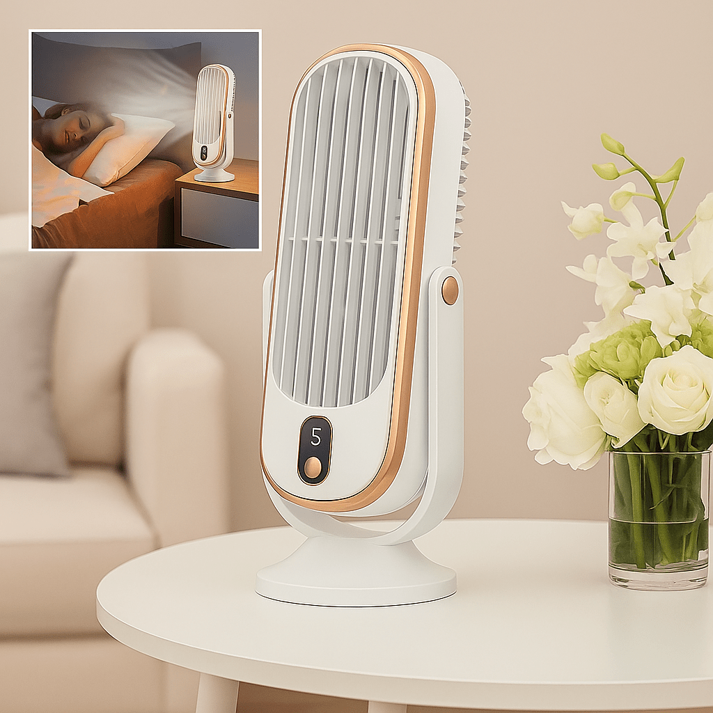 Draagbare oplaadbare USB-bureauventilator 360°