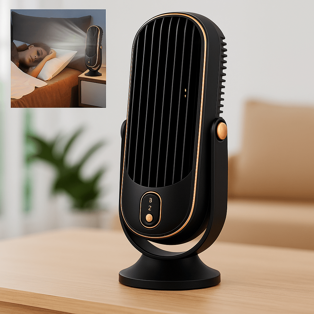Draagbare oplaadbare USB-bureauventilator 360°