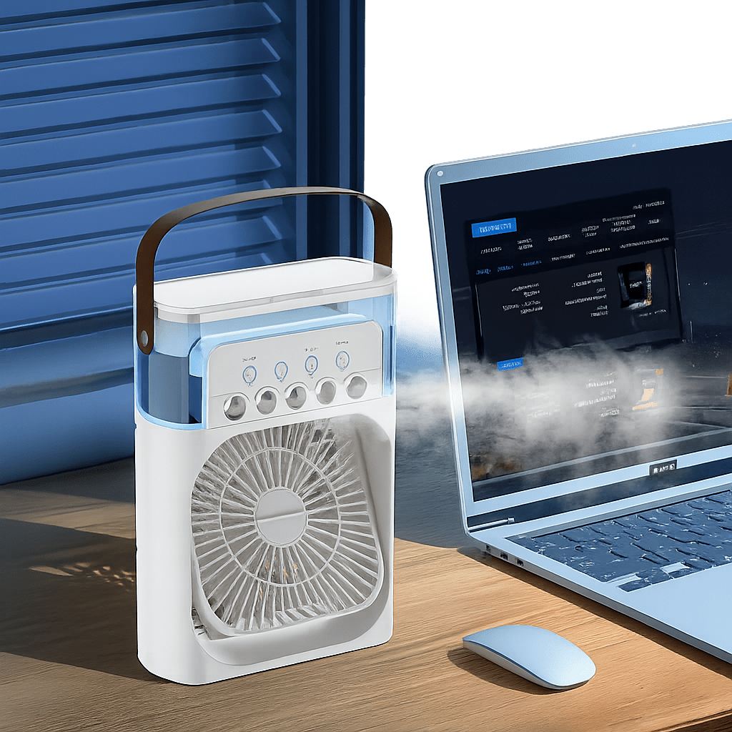 Prenosný tichý chladiaci ventilátor 3 v 1 s LED svetlom