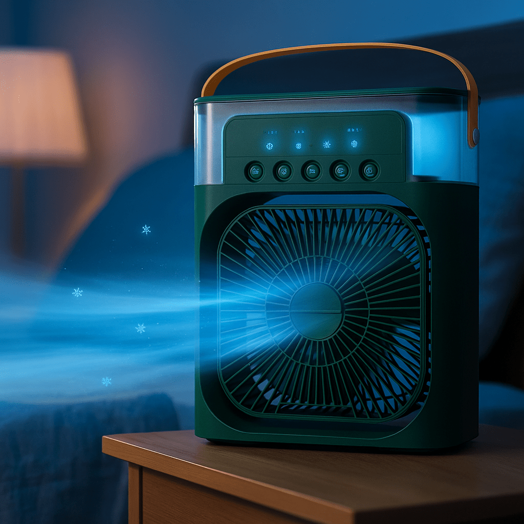 Prenosný tichý chladiaci ventilátor 3 v 1 s LED svetlom