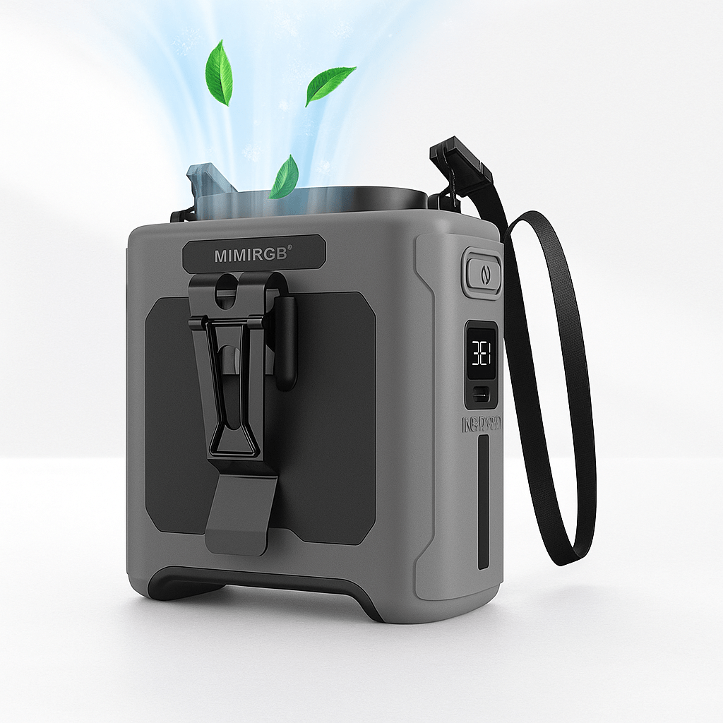 Draagbare heupventilator met powerbank en zaklamp