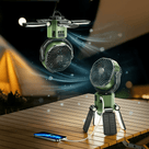 Ventilador portátil para camping con luz LED y batería de 6000 mAh