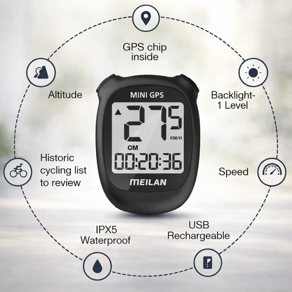 GPS-mérő | újratölthető, vízálló, megvilágított