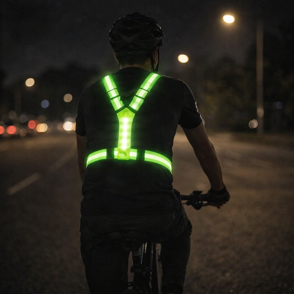 Светлоотразителна жилетка с LED светлини | USB презареждане, висока видимост | за бягане, колоездене и ходене