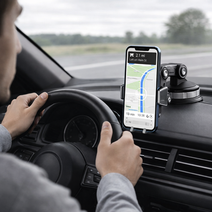 GripTech-autohouder voor telefoon | Sterke zuignap | 360° draaibaar | Met één hand te bedienen