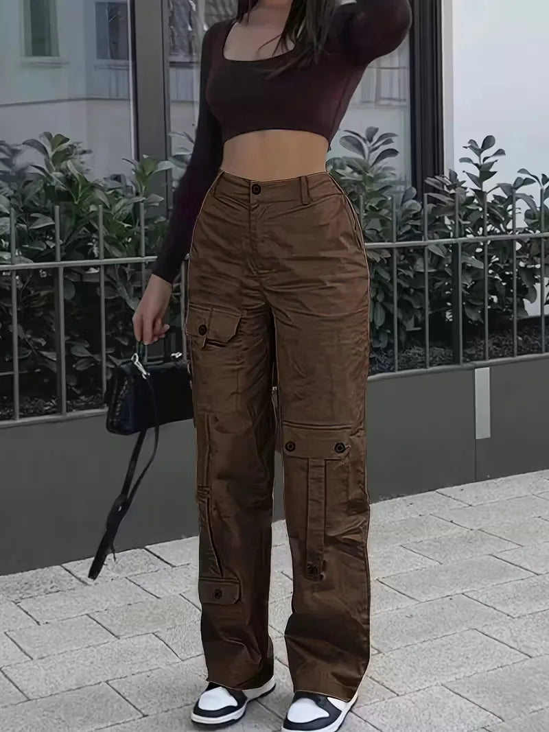 High-Waisted Cargo Trousers