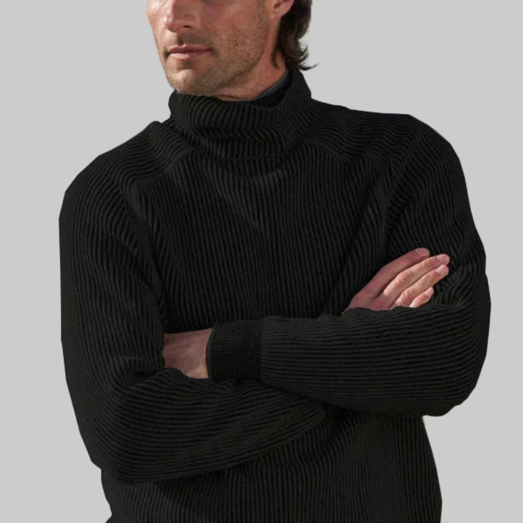 Men's turtleneck, elegant solid knit