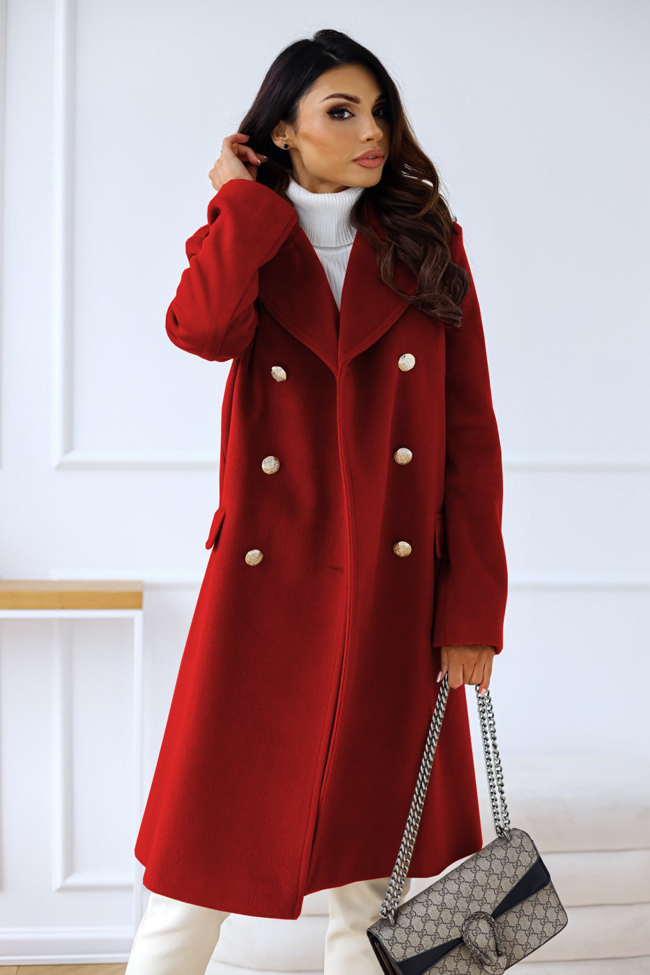 Ladies' Midi Winter Coat with Buttons