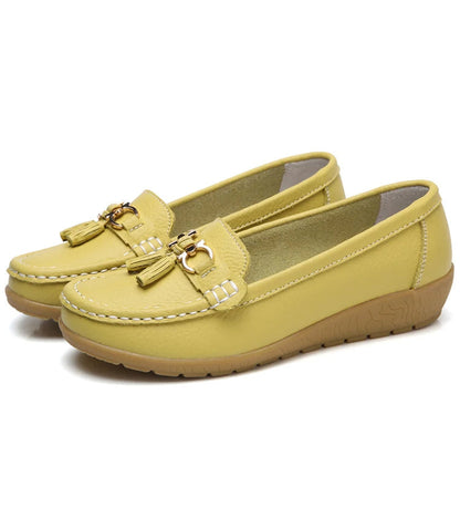 Leather Ballerina Flats with Cut-Out Design and Ultimate Comfort