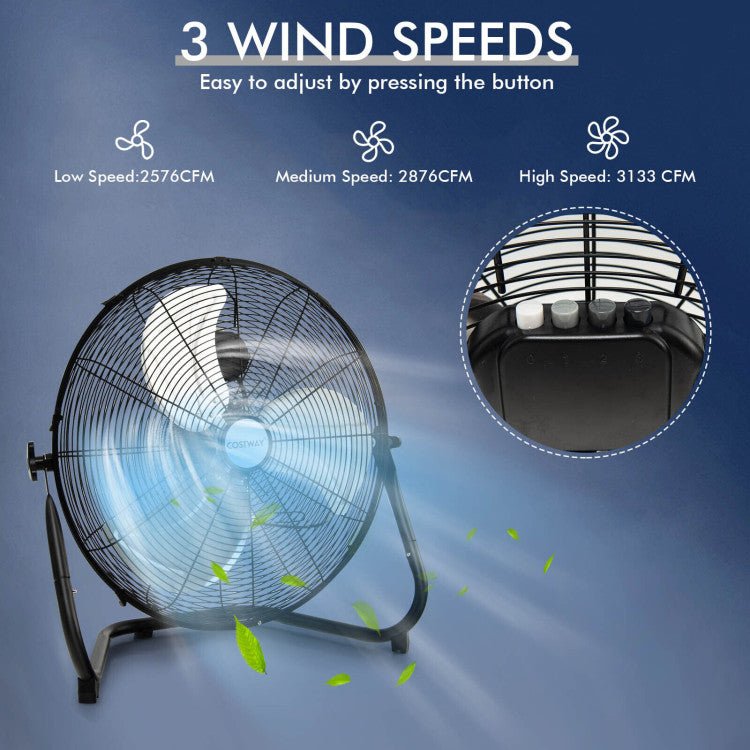 Ventilatore da pavimento ad alta velocità da 20" - metallo resistente - 3 modalità