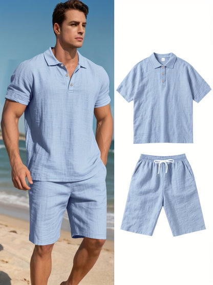 Leinen-Polohemd und Shorts für Herren – Bequem und lässig an warmen Tagen