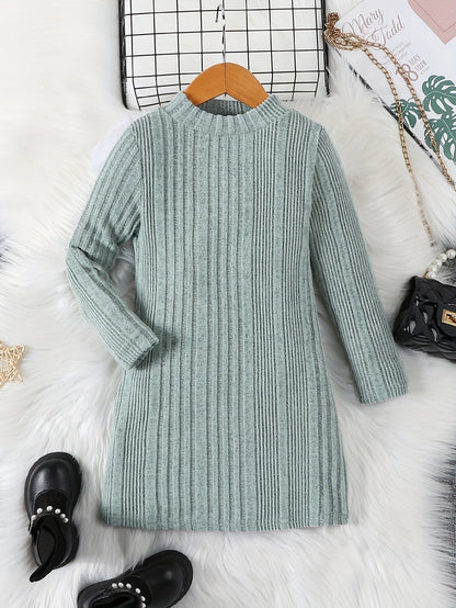 Girls' Long Casual Knitted Thermal Jumper with Round Neck for Winter - Jennida
