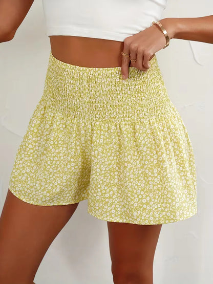 Shorts taille haute avec motif floral