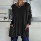 Ladies Casual Oversized Jumper with Pockets and Round Neck