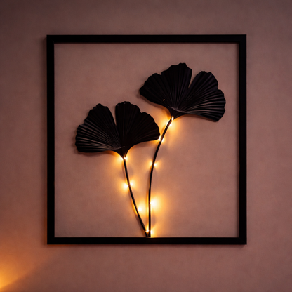 Quadri decorativi da parete a LED con motivo di foglie botaniche e luce calda