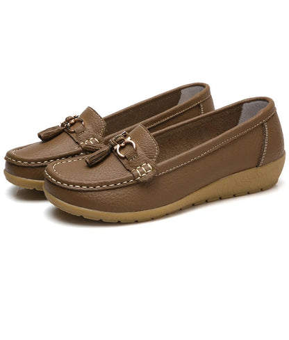 Leather Ballerina Flats with Cut-Out Design and Ultimate Comfort