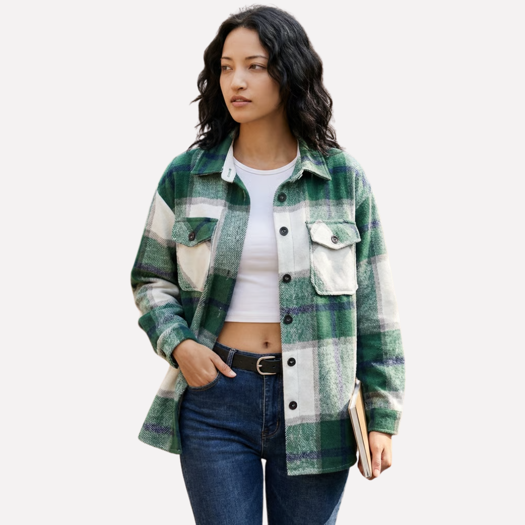 Giacca-camicia a quadri da donna