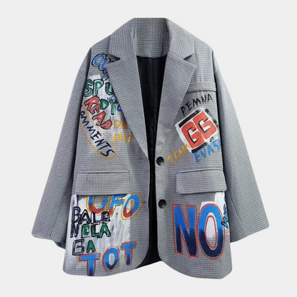 Oversized Women's Blazer with Timeless Check Print