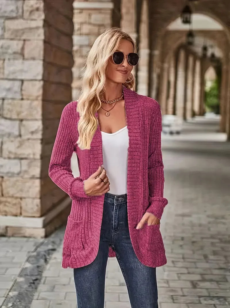 Open vest with ribbed texture