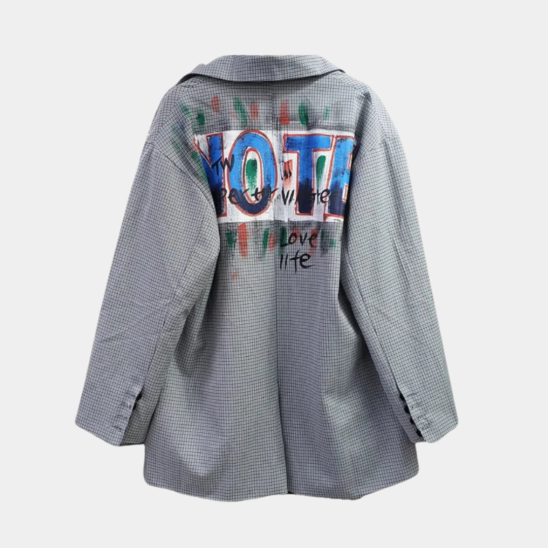 Oversized Women's Blazer with Timeless Check Print
