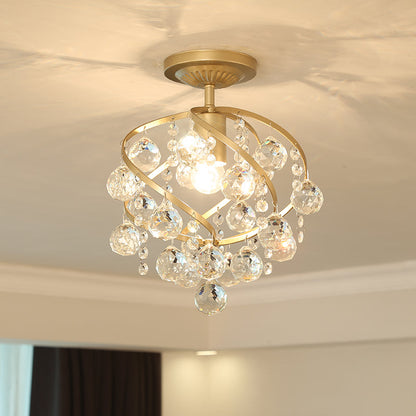 Luxury Crystal Ceiling Light with Brass Accents