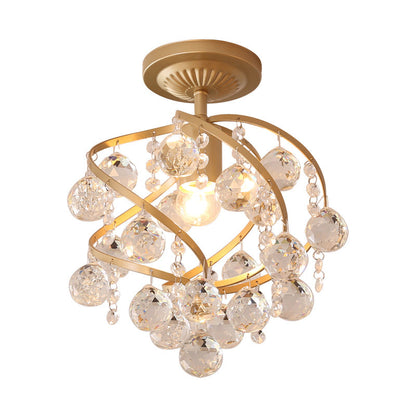 Luxury Crystal Ceiling Light with Brass Accents
