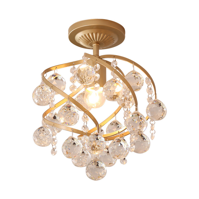 Luxury Crystal Ceiling Light with Brass Accents