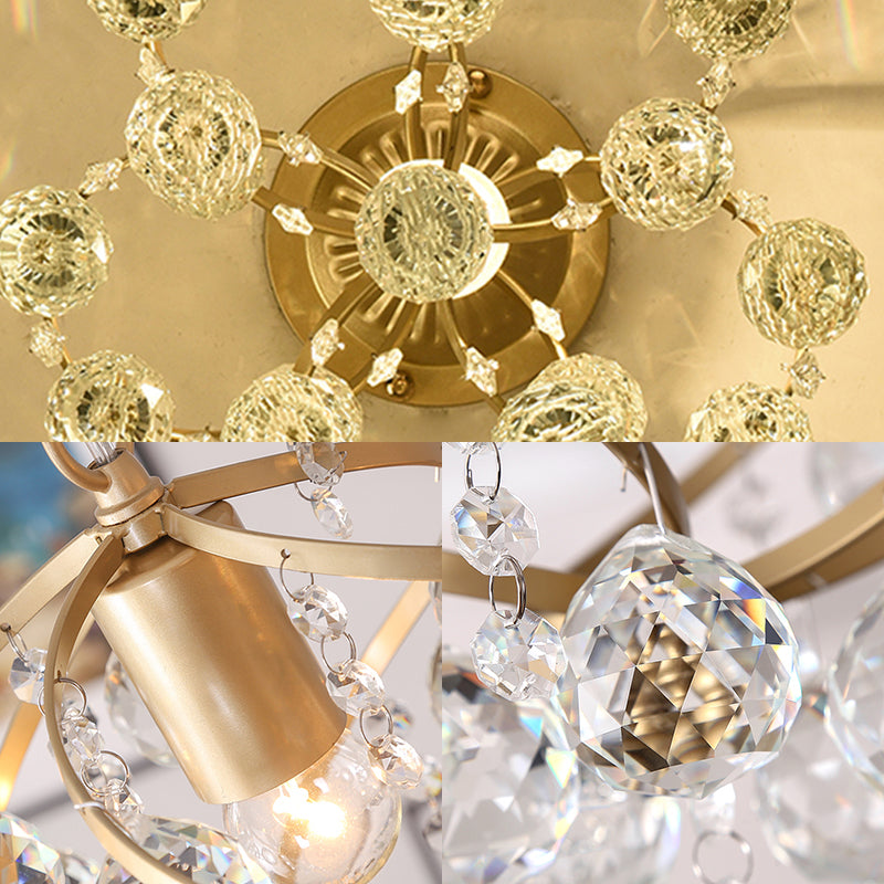 Luxury Crystal Ceiling Light with Brass Accents