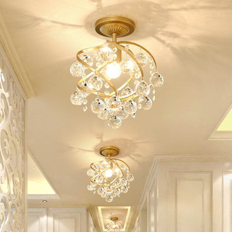 Luxury Crystal Ceiling Light with Brass Accents