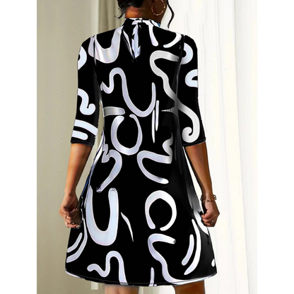 Mini Tunic Dress with Abstract Print for Women