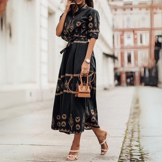 Vestido de algodón para mujer con mangas cortas