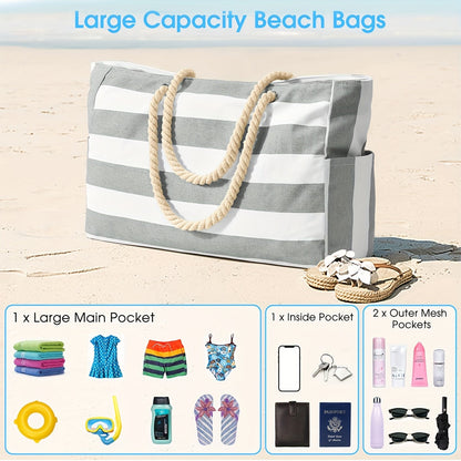 Grand sac de plage tendance à imprimé feuillage - spacieux, résistant et idéal pour les vacances