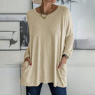 Ladies Casual Oversized Jumper with Pockets and Round Neck