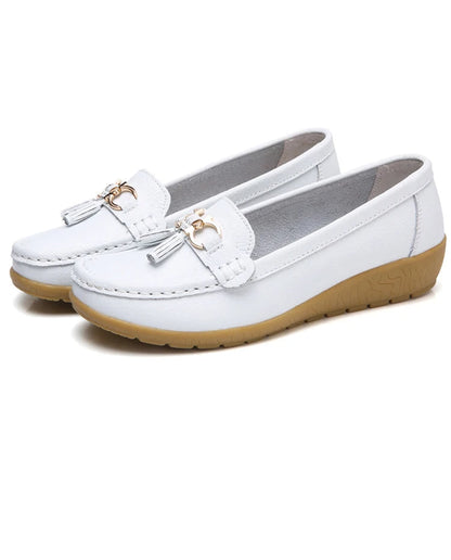 Leather Ballerina Flats with Cut-Out Design and Ultimate Comfort