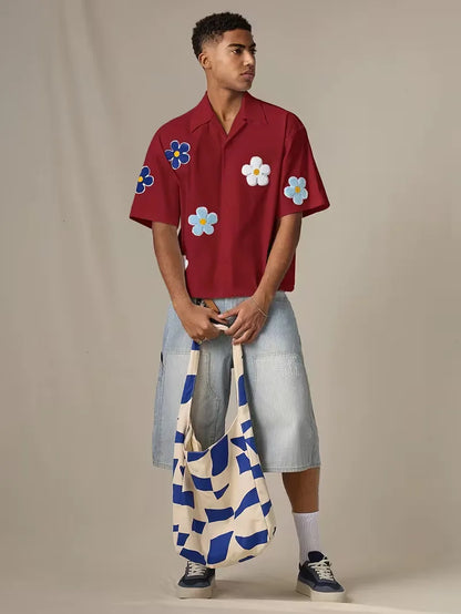 Chemise à manches courtes avec fleurs