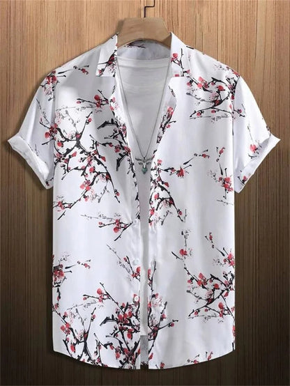 Amich - 3D Flower Printed Hawaiian Shirt