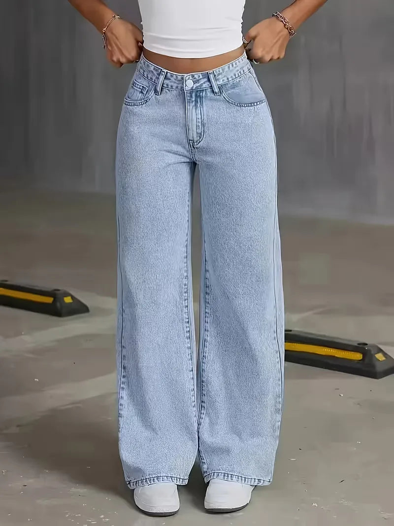 Jean à jambes larges avec taille haute