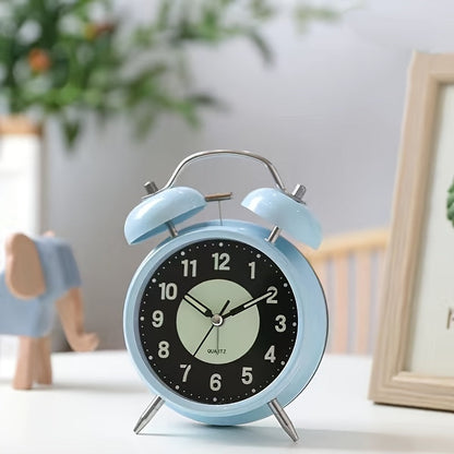 Silent Luminous Alarm Clock – Black Metal Clock for Heavy Sleepers