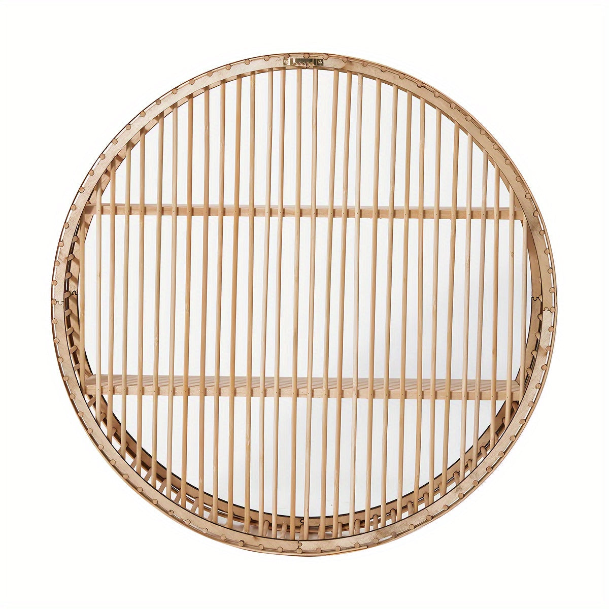Estante de pared de bambú hecho a mano - Diseño redondo único para guardar cosas con estilo