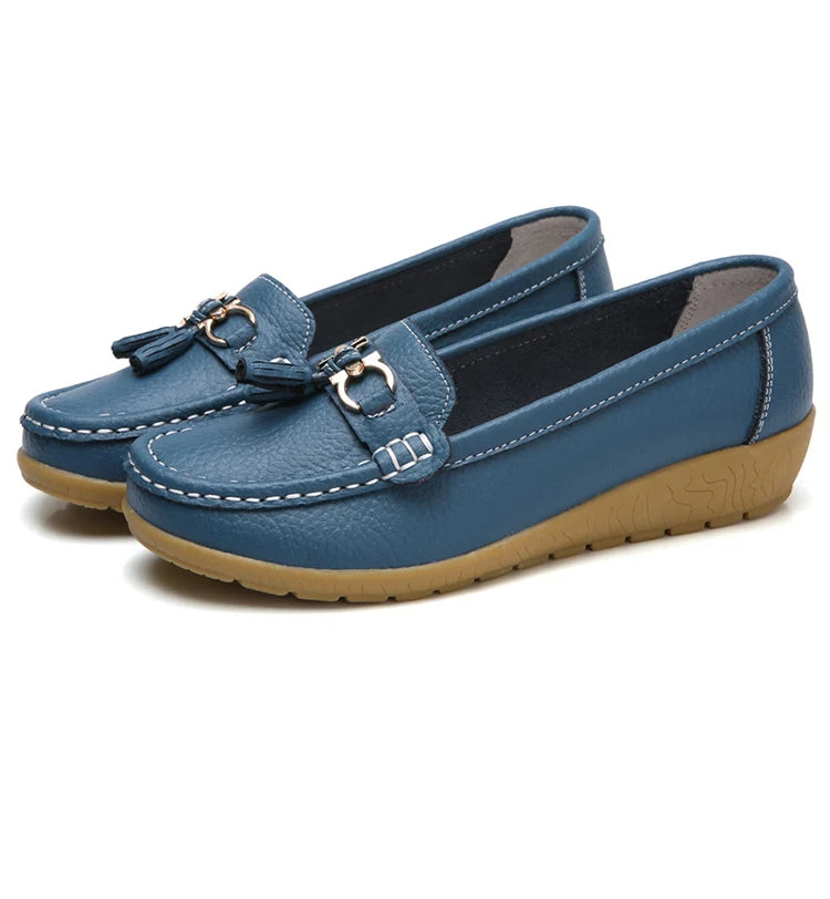 Leather Ballerina Flats with Cut-Out Design and Ultimate Comfort