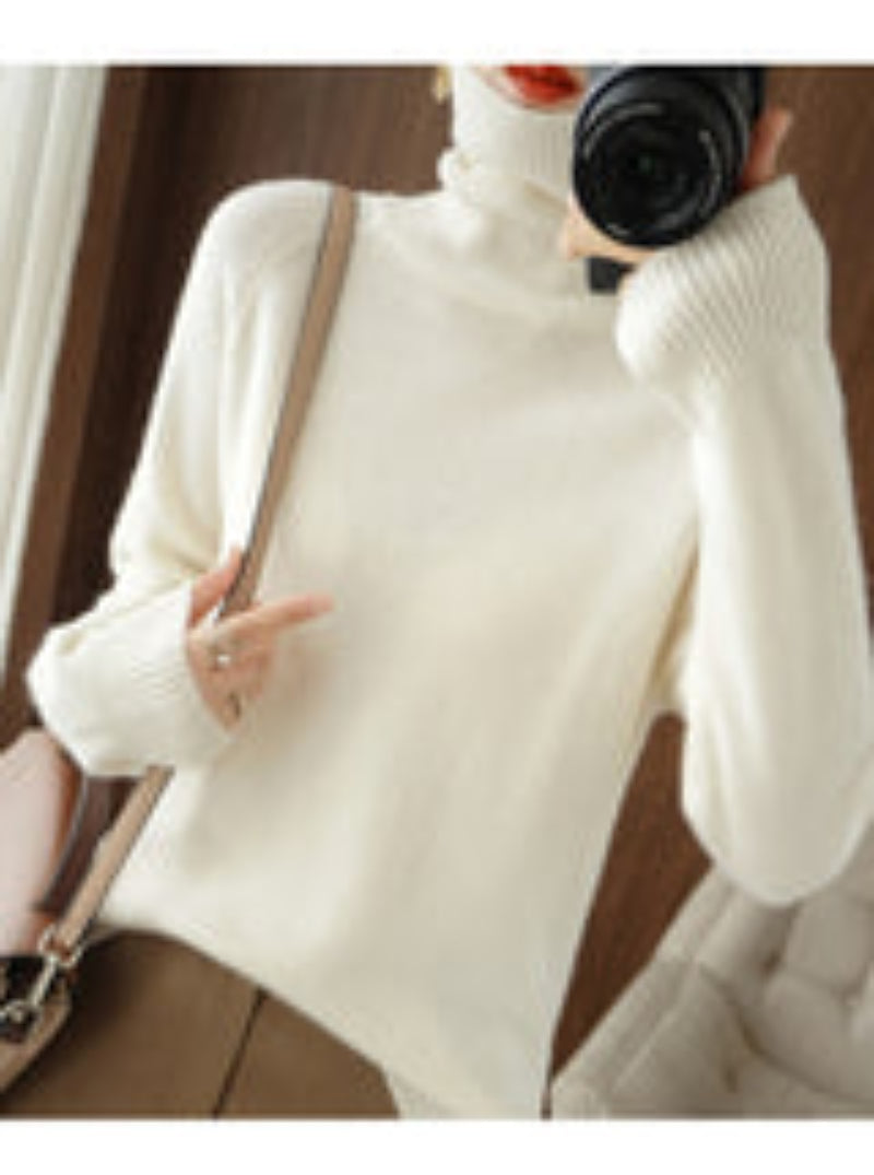 Ladies' Cozy Knitted Turtleneck Jumper with Raglan Sleeves