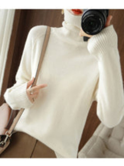 Ladies' Cozy Knitted Turtleneck Jumper with Raglan Sleeves