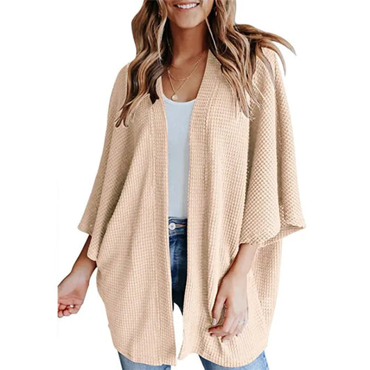 Cárdigan de Mujer Gerson con Mangas Murciélago y Tejido Waffle – Comodidad Oversize con Mangas Murciélago
