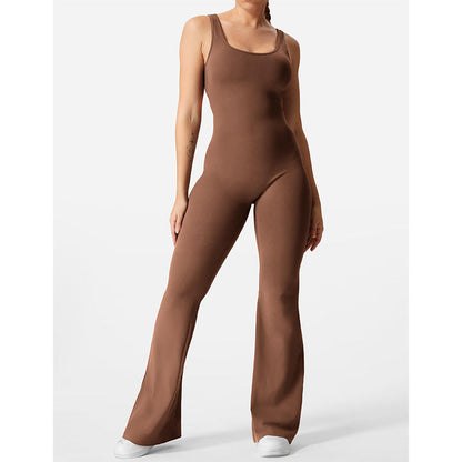 Sleeveless Flared Jumpsuit for Yoga & Fitness
