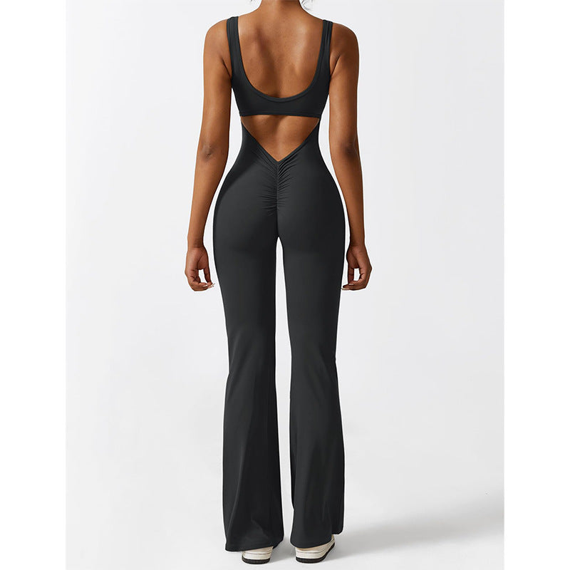 Sleeveless Flared Jumpsuit for Yoga & Fitness