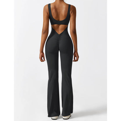 Sleeveless Flared Jumpsuit for Yoga & Fitness