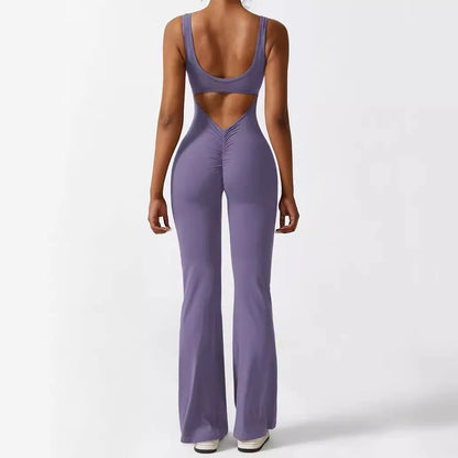Sleeveless Flared Jumpsuit for Yoga & Fitness