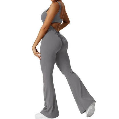 Sleeveless Flared Jumpsuit for Yoga & Fitness