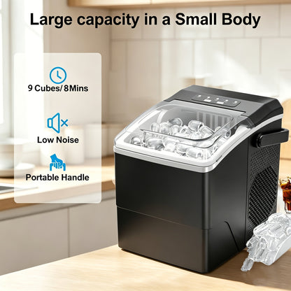 Compact Ice Cube Maker with Two Ice Cube Sizes and Fast Production