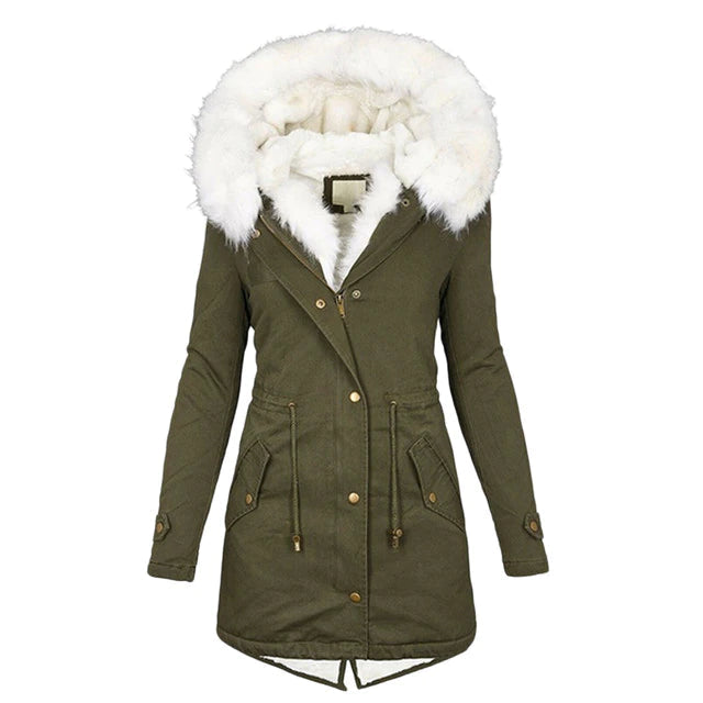 Long Winter Coat with Hood for Women - Zekenia